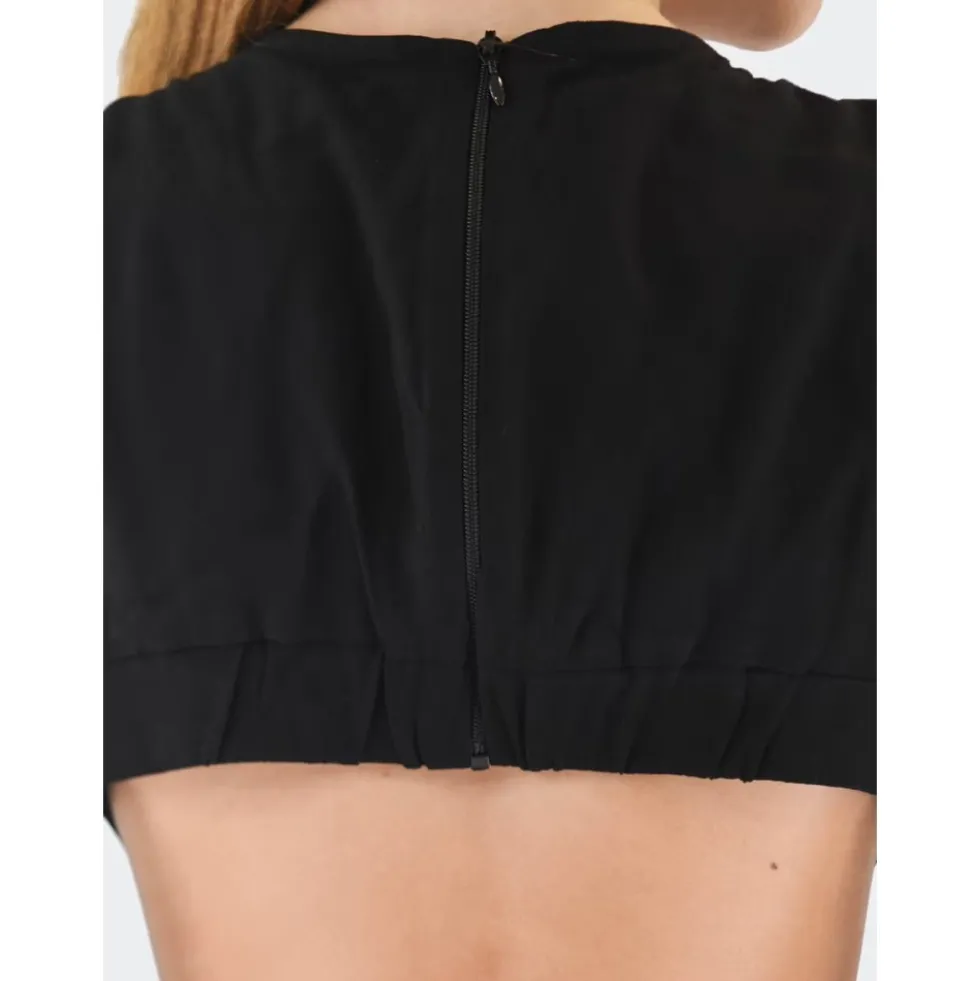 Abito tinta unita elegante con zip posteriore