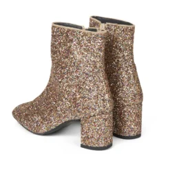 Angulus - Støvlet På Blokhæl Med Lynlås, 7780 - Multi Glitter / Sand