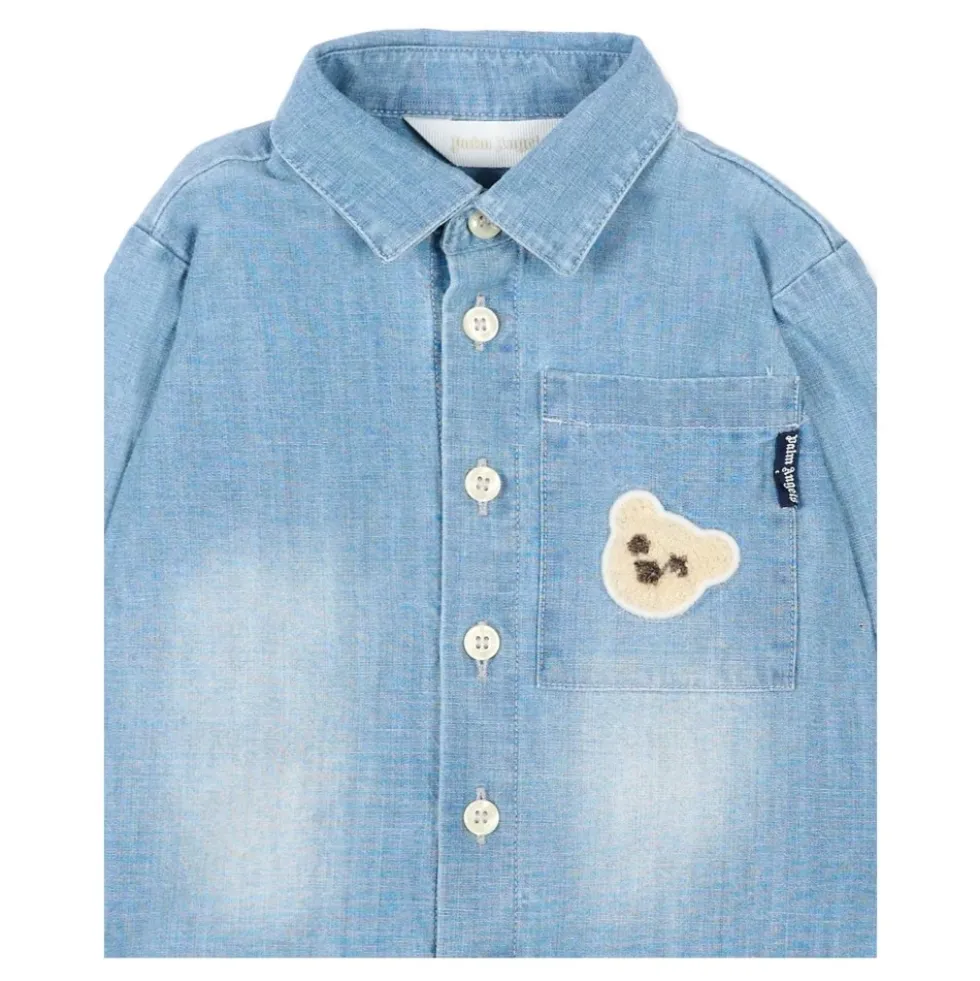 Bear-appliqué Langærmet Skjorte
