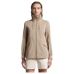 Beige Hættet Parka Jakke