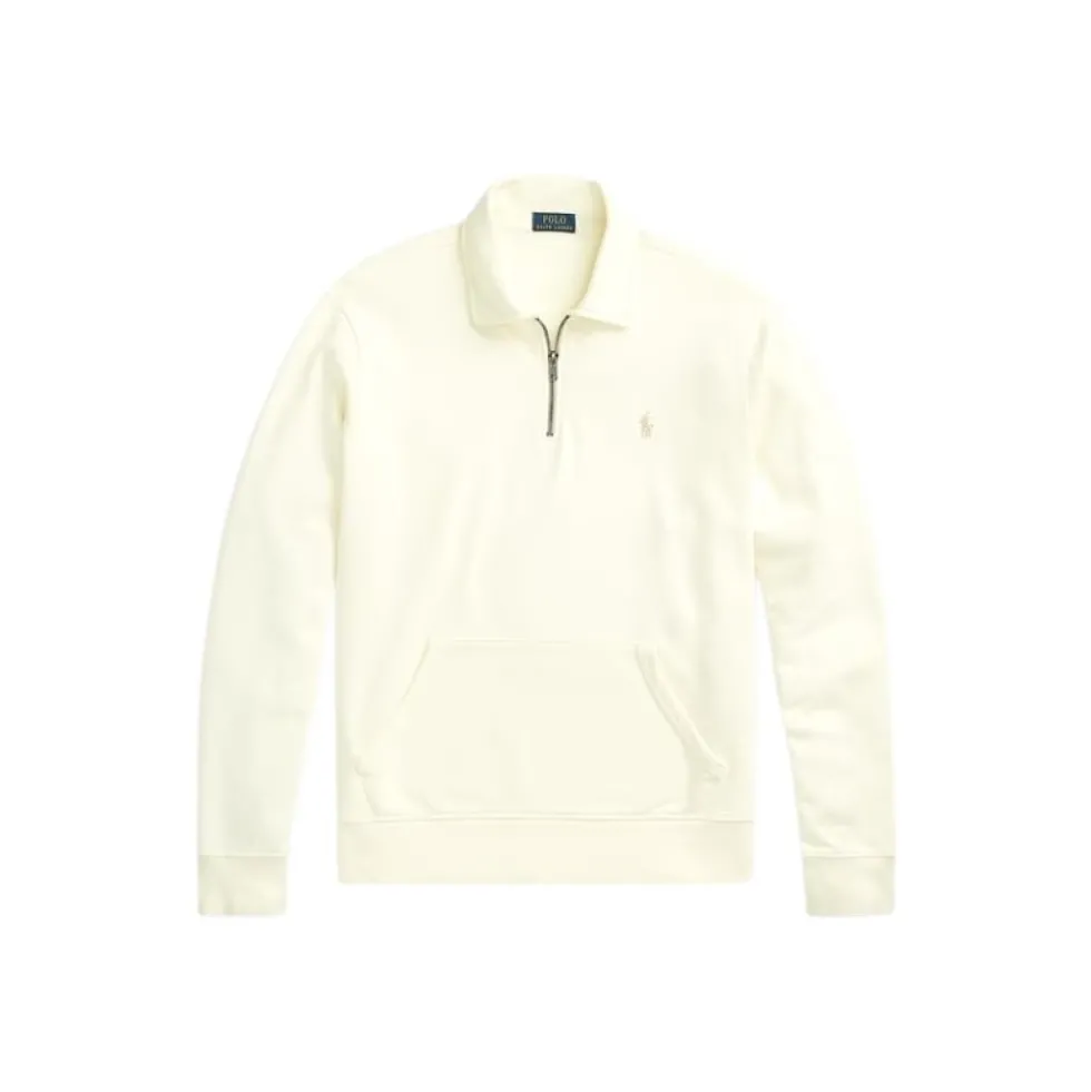 Beige Langærmet Bomulds Polo Shirt