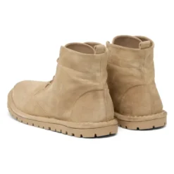 Beige Læder Snørestøvler