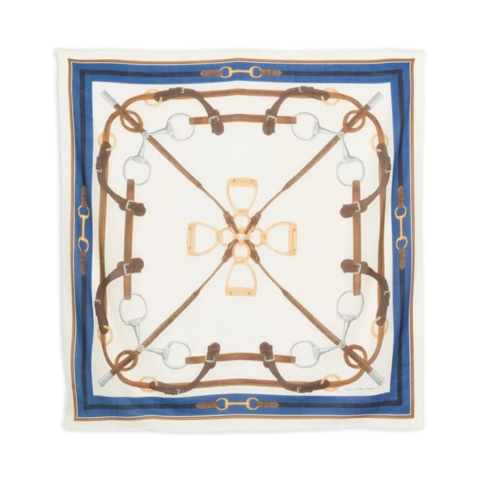 Belting-Print Wool-Silk Square Scarf