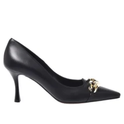Black leather court shoes