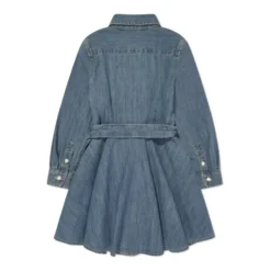 Blå Denim Kjole med Pony Motif