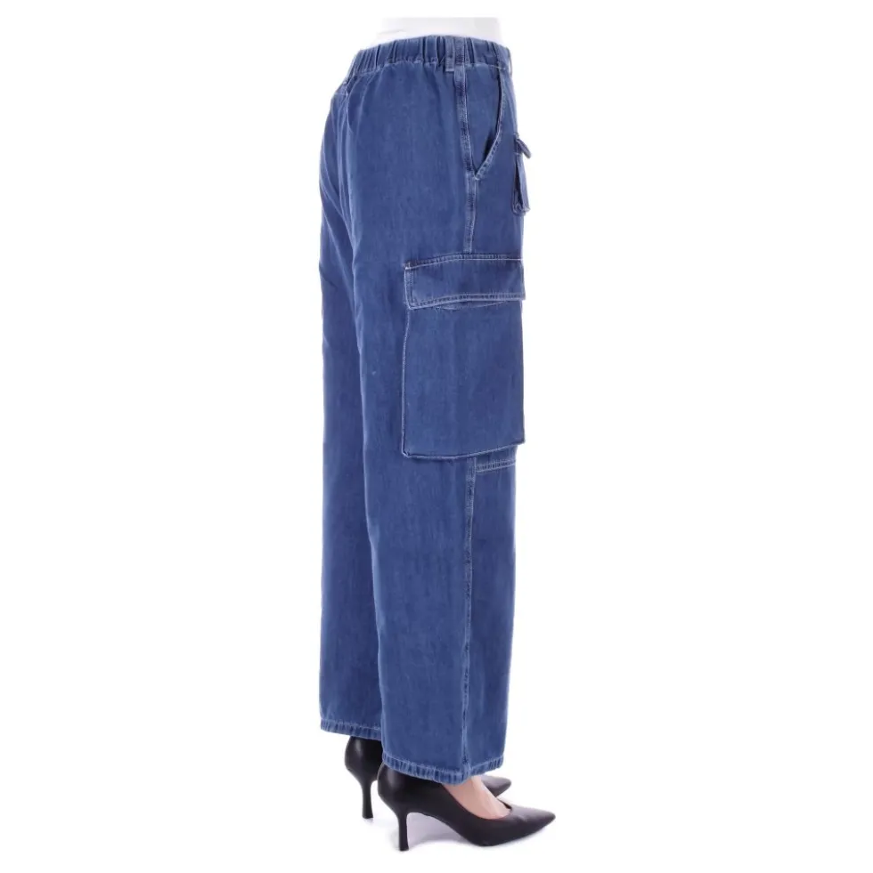 Blå lynlås jeans med lommer