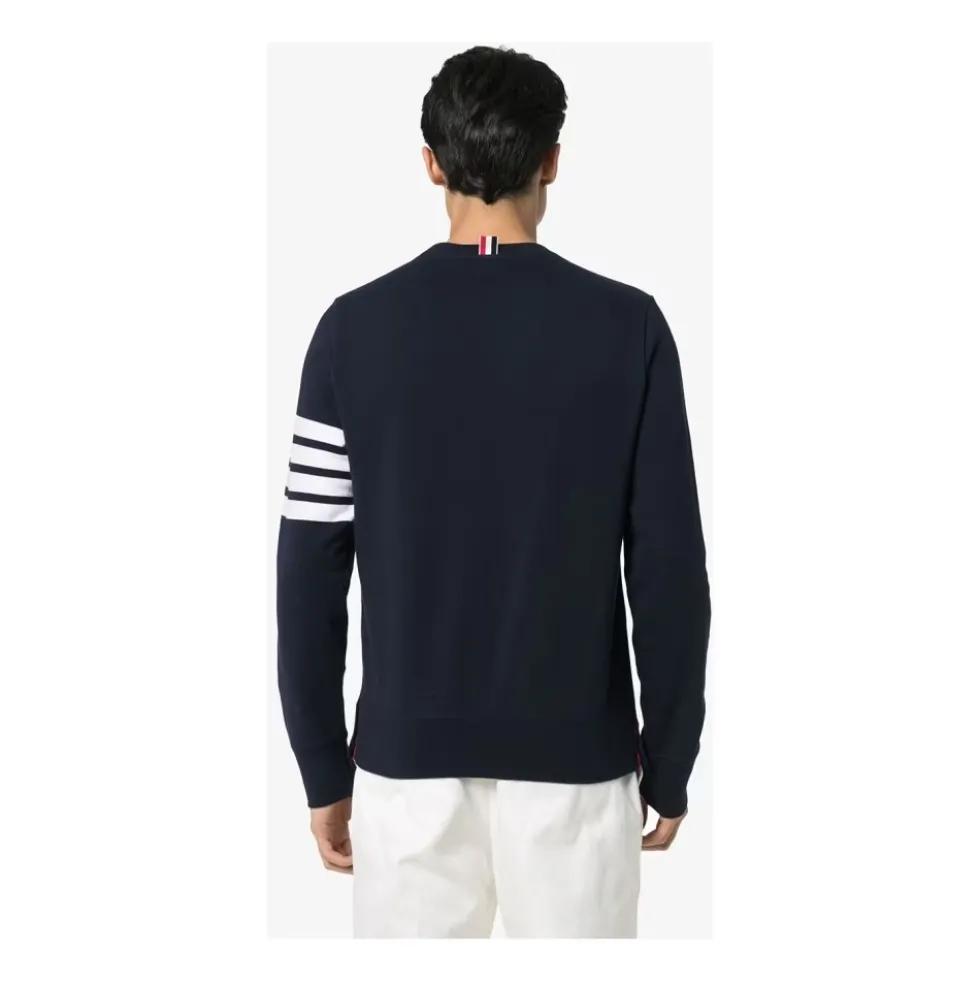 Blå Sweater med 4-Bar Stribe