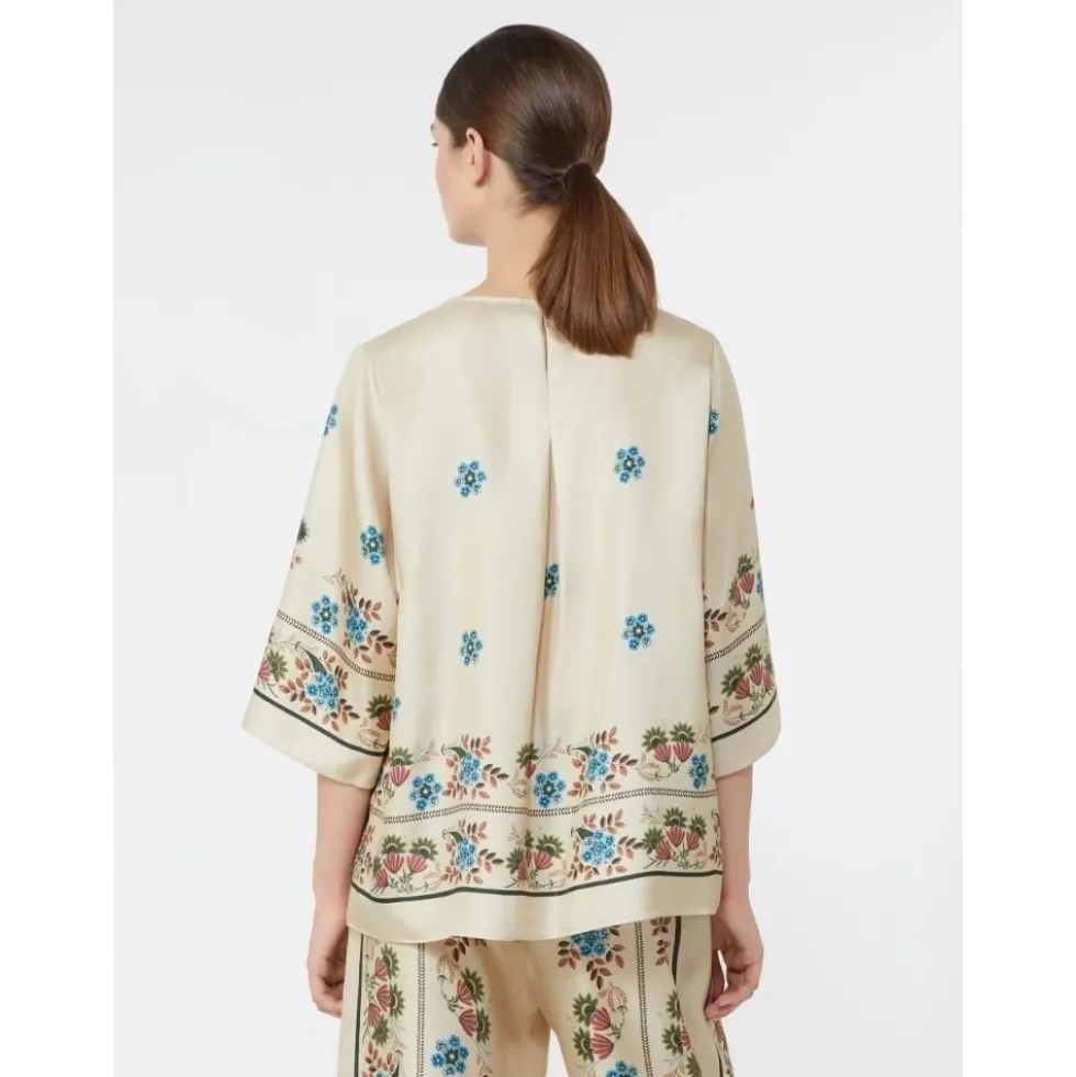 Blusa de sarga de seda estampada