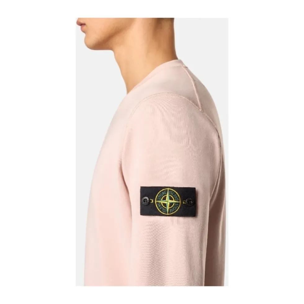 Bomuld Fleece Crewneck Sweatshirt med Lunette Detalje
