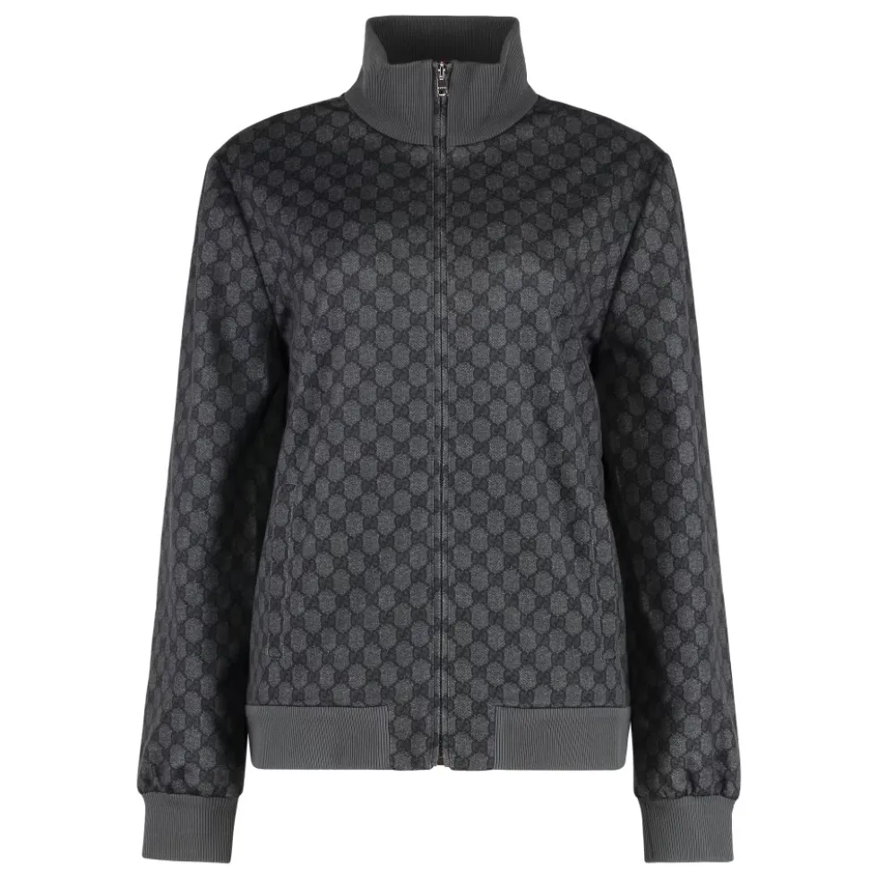 Bomuldsblanding sweatshirt med fuld lynlås