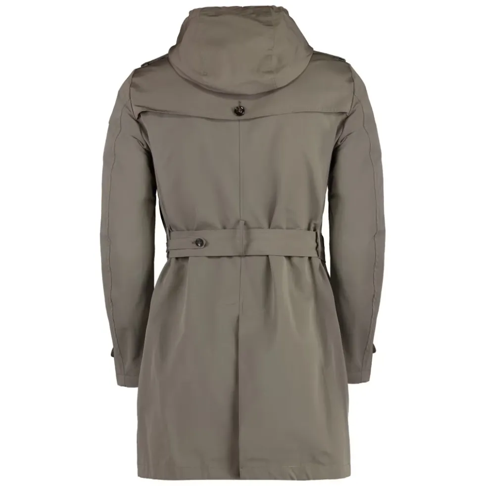 Bomuld Trenchcoat med Aftagelig Hætte