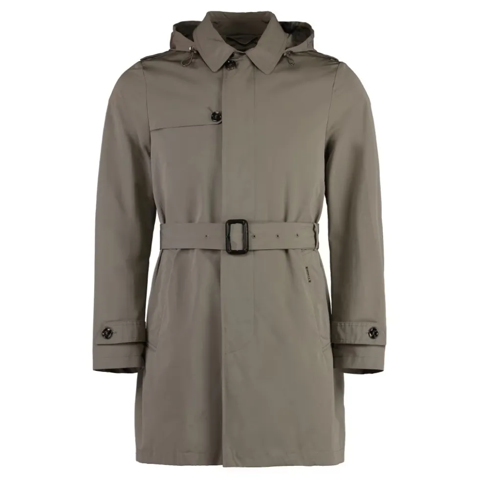 Bomuld Trenchcoat med Aftagelig Hætte