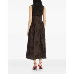 Broderet blomstret midi-kjole