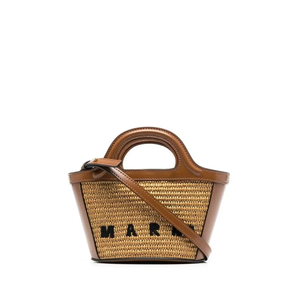 Broderet Logo Raffia Håndtaske