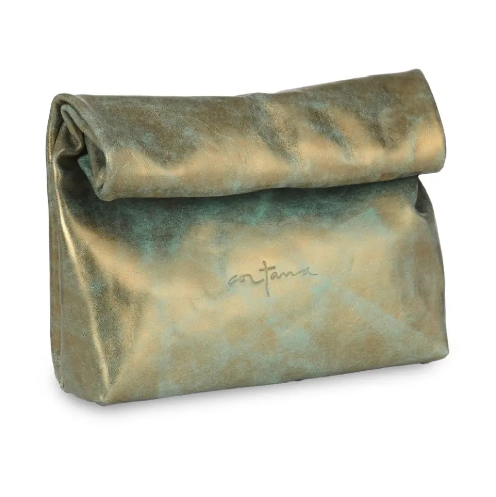 Bronze Turkis Læder Clutch