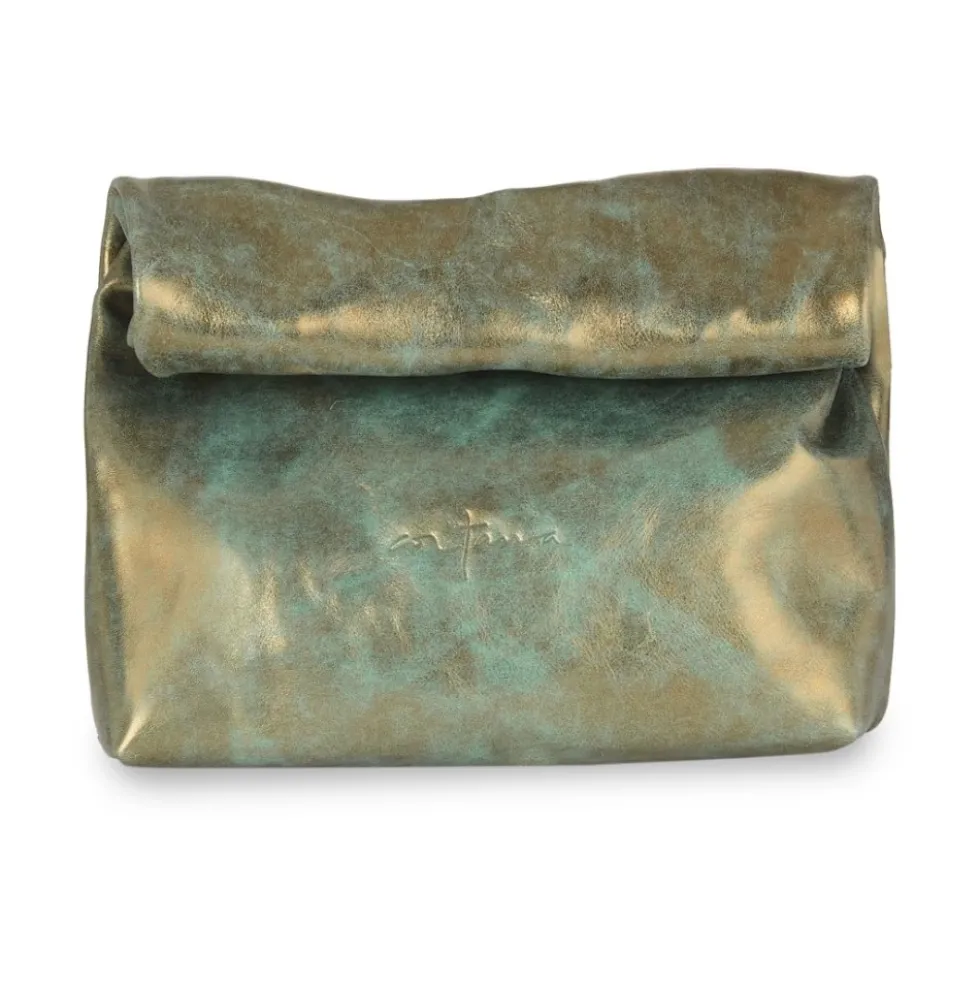 Bronze Turkis Læder Clutch