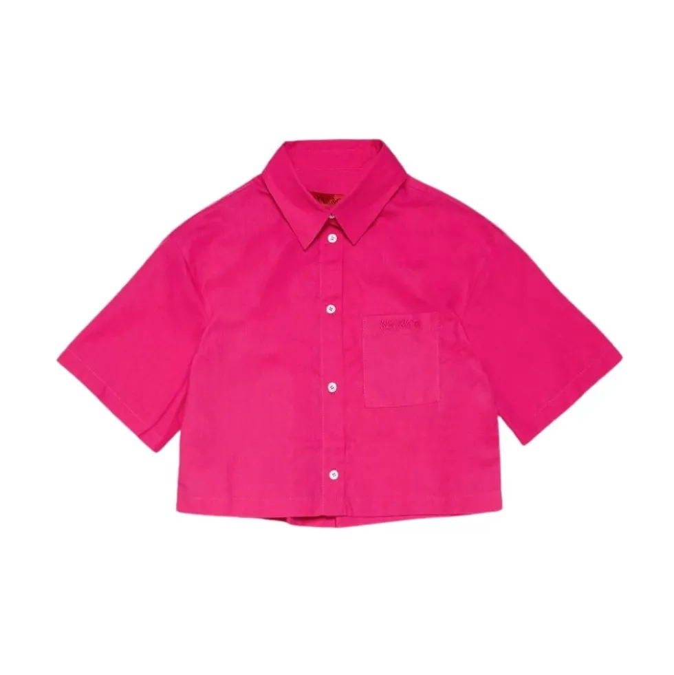 Camicia in cotone con logo ricamato sul petto
