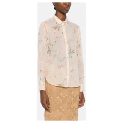 Camicia regular i voile af bomuld og silke med Deliverance-print