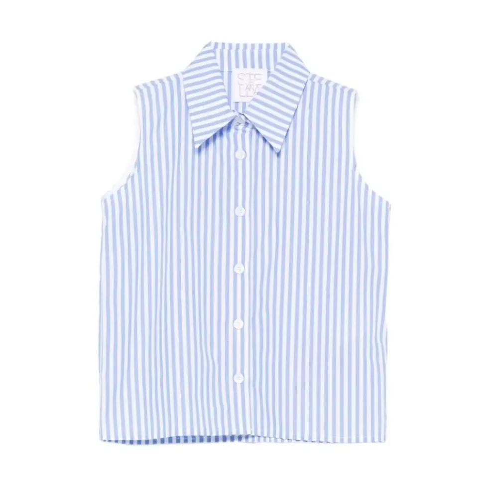 Camicia rigata senza manica