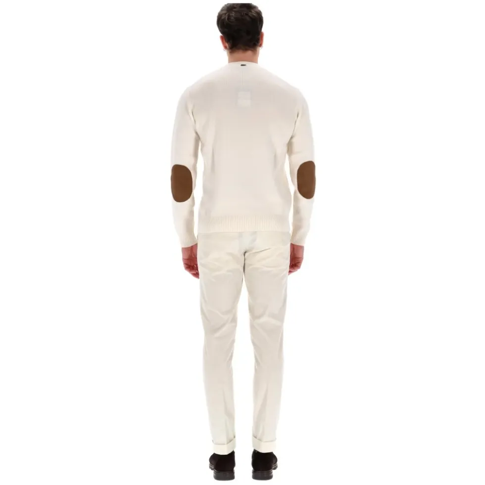 Cashmere Crewneck Sweater med ruskindslap