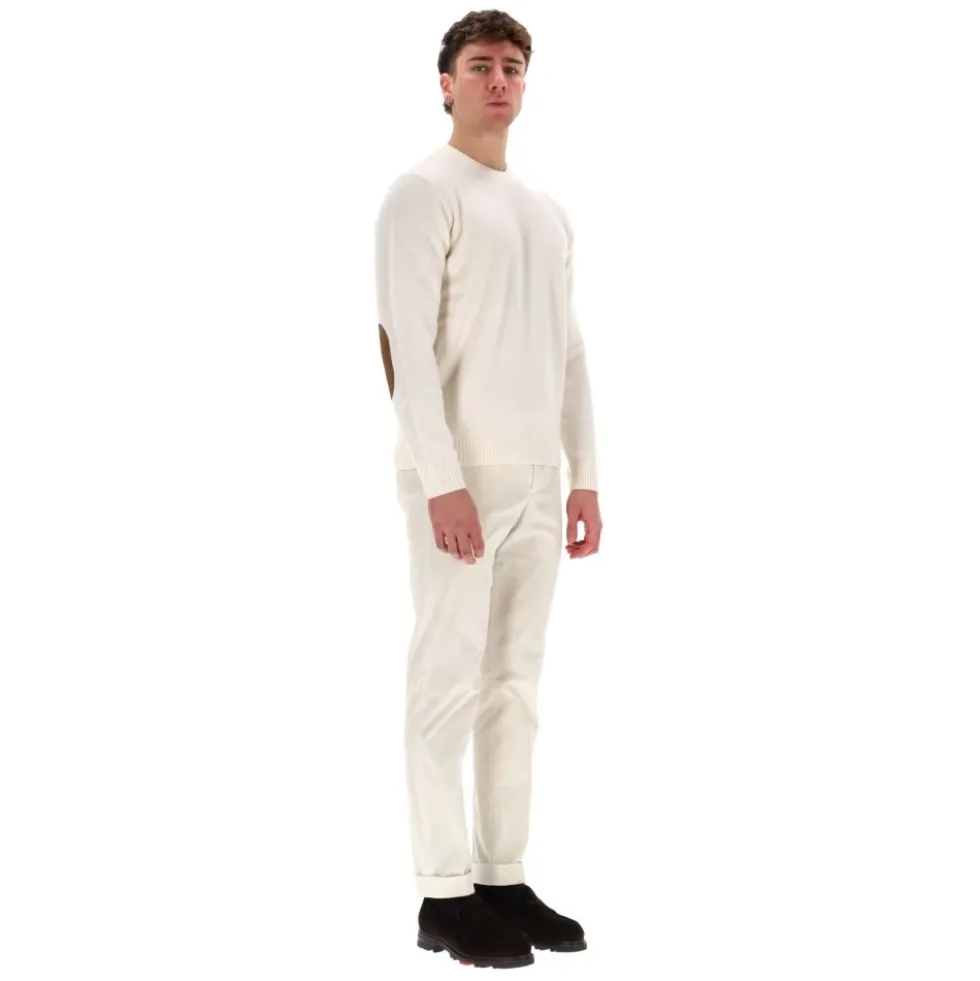 Cashmere Crewneck Sweater med ruskindslap