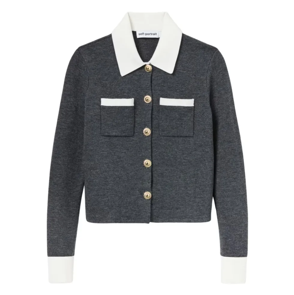 Contrast Collar Cardigan