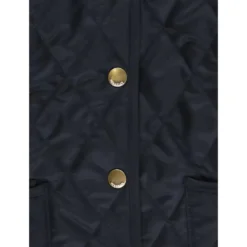 Corduroy-Collar Quilted Jacket