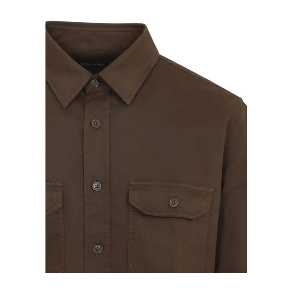 Cotton Linen Drill Military Shirt