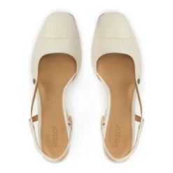 Creme pumps med udskåret overdel