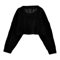 Cropped Kabelstrikket Sweater