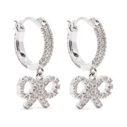 Crystal Bow Hoop Earrings