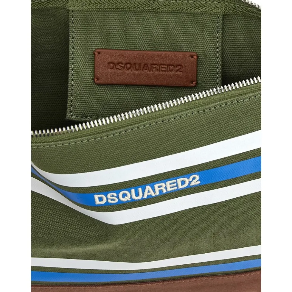 D2 College Stribet Beauty Case i Bomuldscanvas