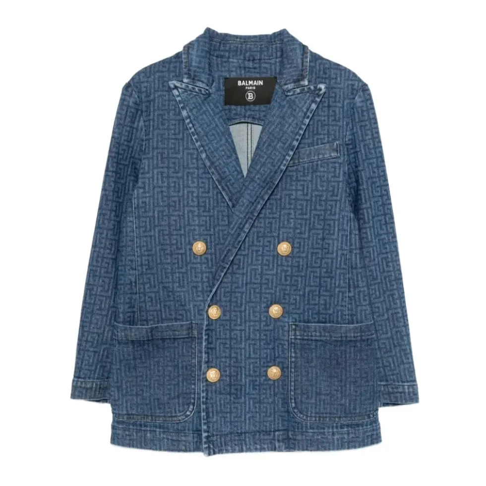 Denim Double-Breasted Blazer