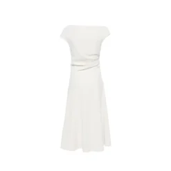 Draped Boat Neck A-line Dress