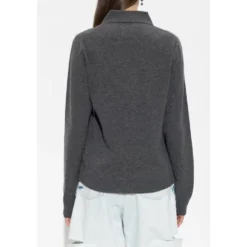 Draperet krave uld polo sweater