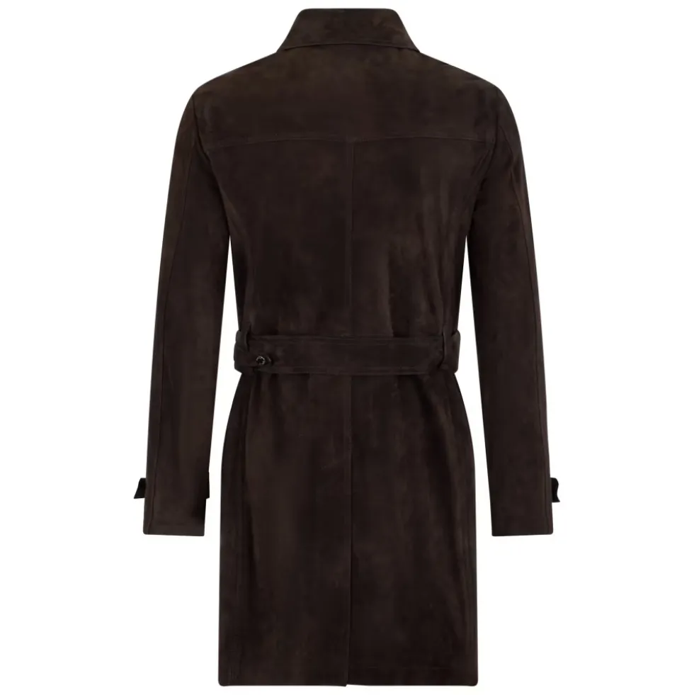 Elegant figursyet læder trenchcoat