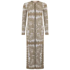 Elegant Lang Kjole Med Raffineret Geometrisk Print