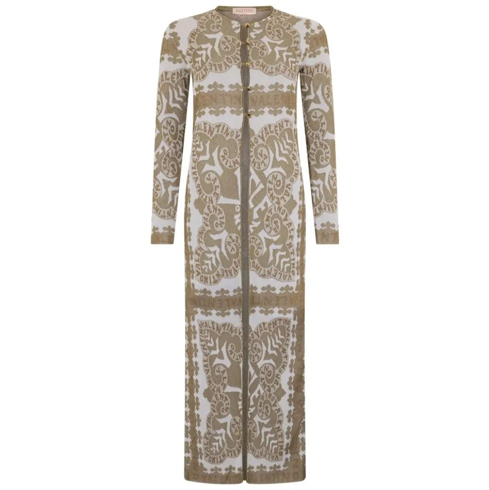 Elegant Lang Kjole Med Raffineret Geometrisk Print