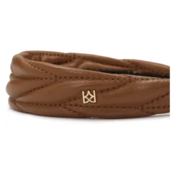 Elegant læderhårbøjle med lille monogram