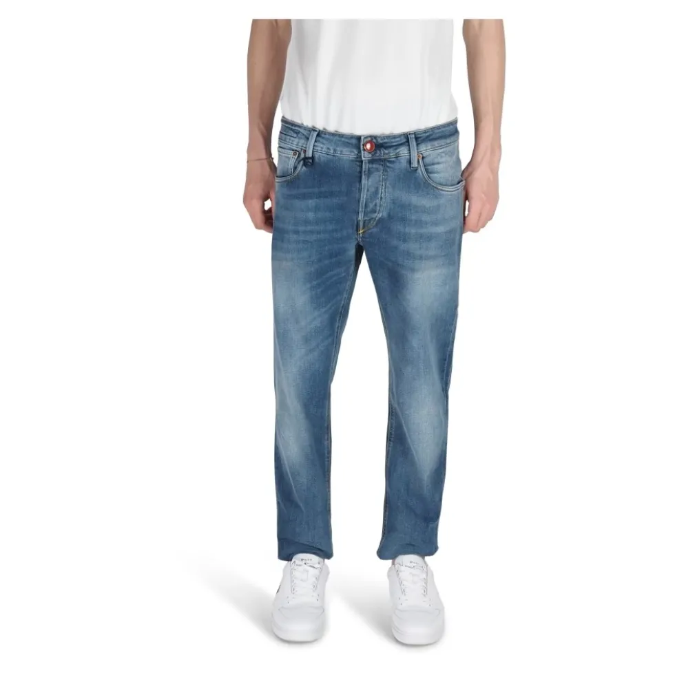 Faded denim slim fit jeans