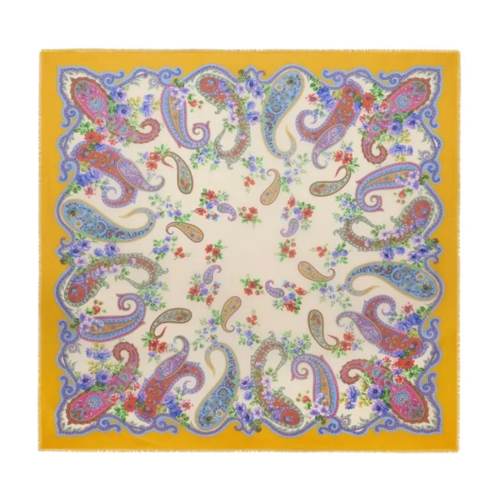 Floral Paisley Cashmere-Blend Sjal