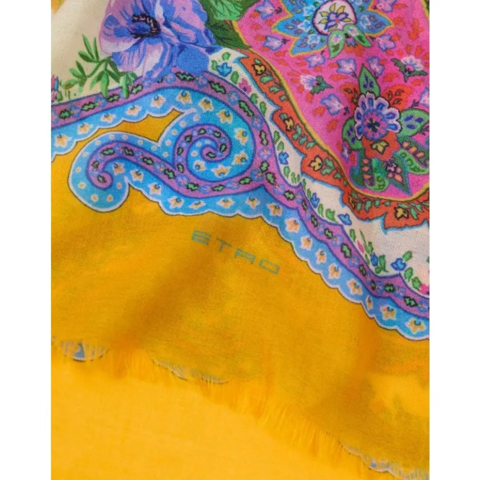 Floral Paisley Cashmere-Blend Sjal