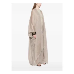 Fringed Hem Open-Front Woven Kimono