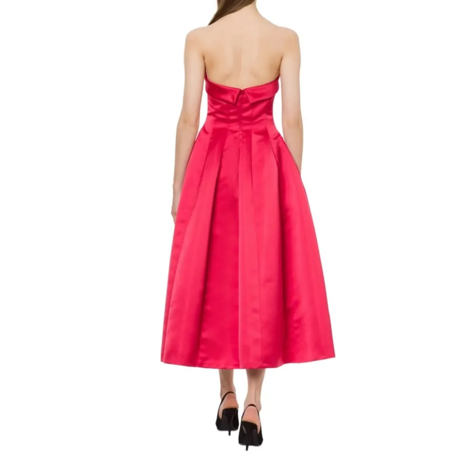 Fuchsia Bustier Kjole 50`er Stil Midi