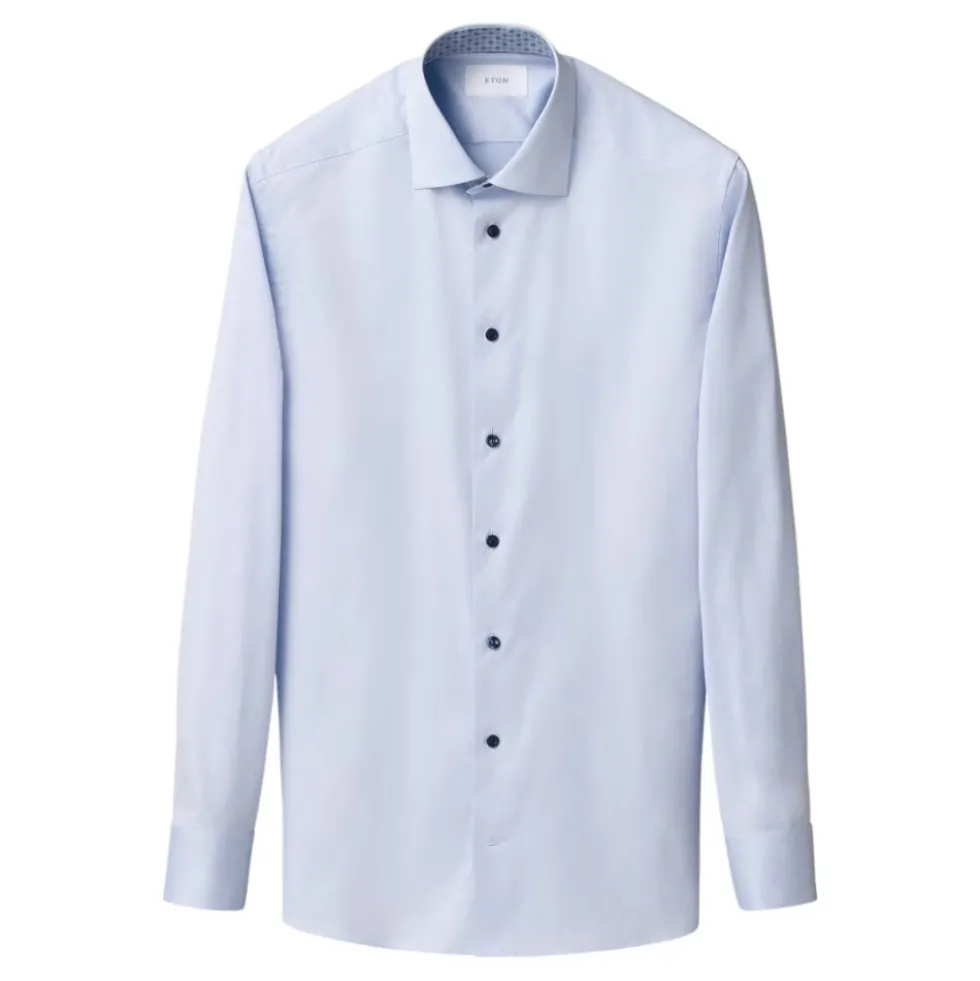 Geometric Effect Contemporary Fit Signaturer Twill Shirt Light Blue