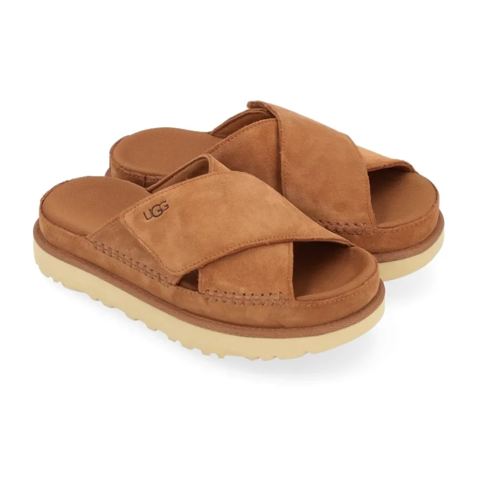 Goldenstar Cross Læder Sandal i Cuoio
