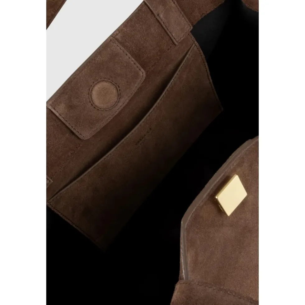 Gyoza Suede Tote Taske Chokolade