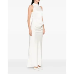 High-neck Satin Dress