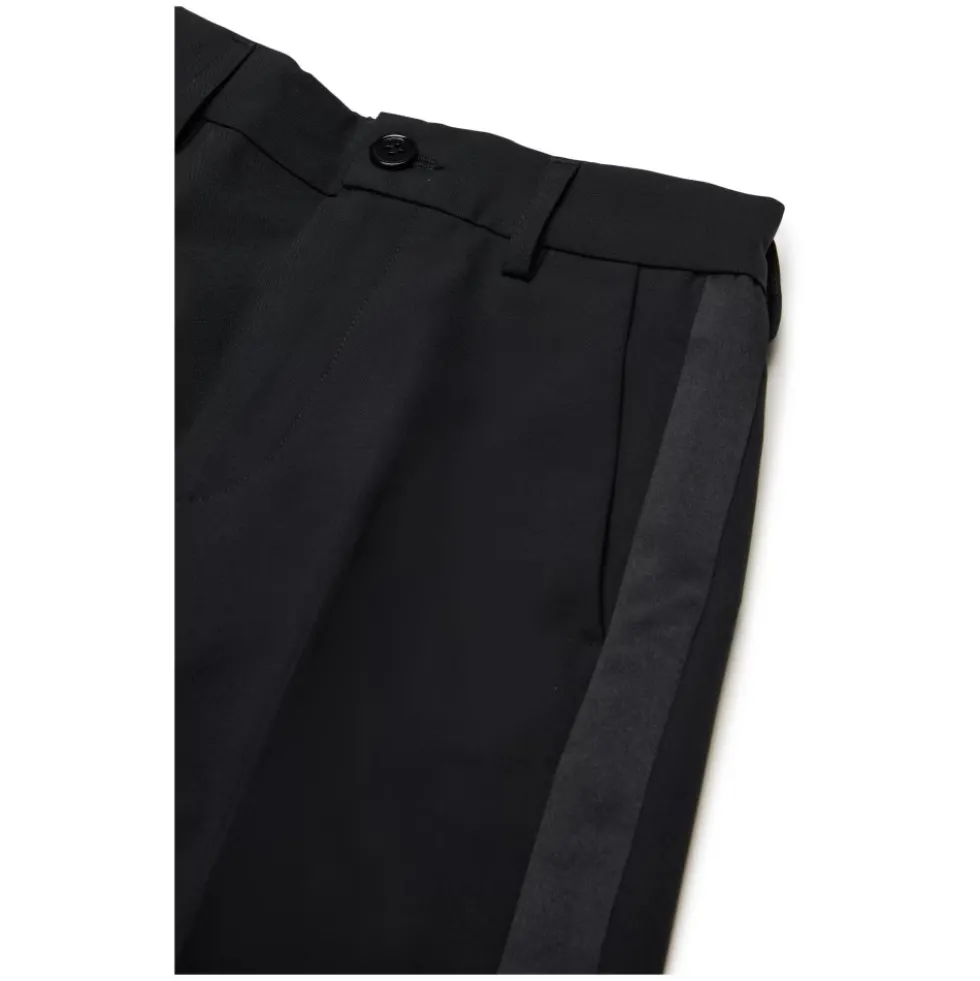 Højtaljede bukser med satin sidestriber