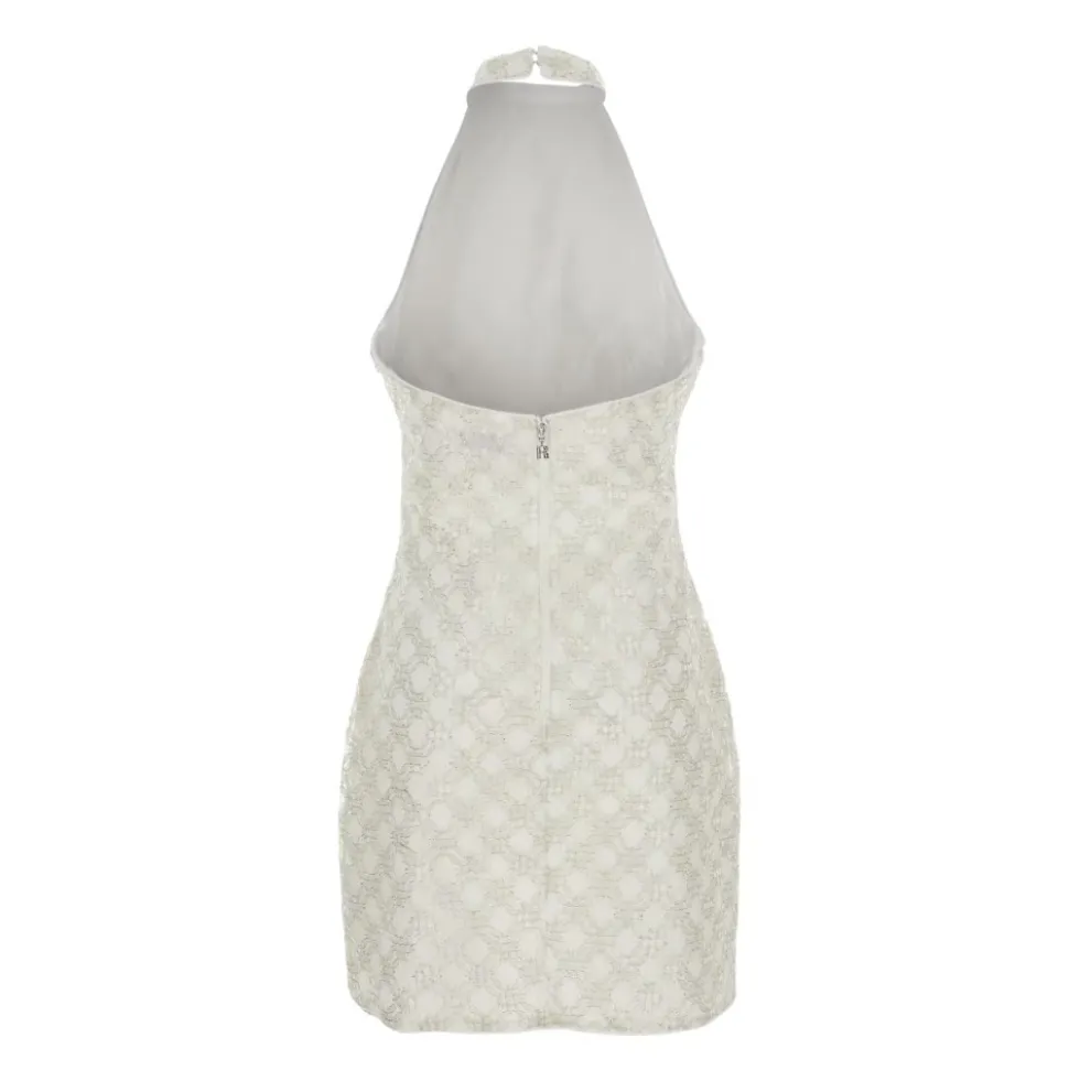 Hvid Beaded Halterneck Kjole